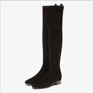 Massimo Dutti Black Suede Over Knee Boots Sz 7.5